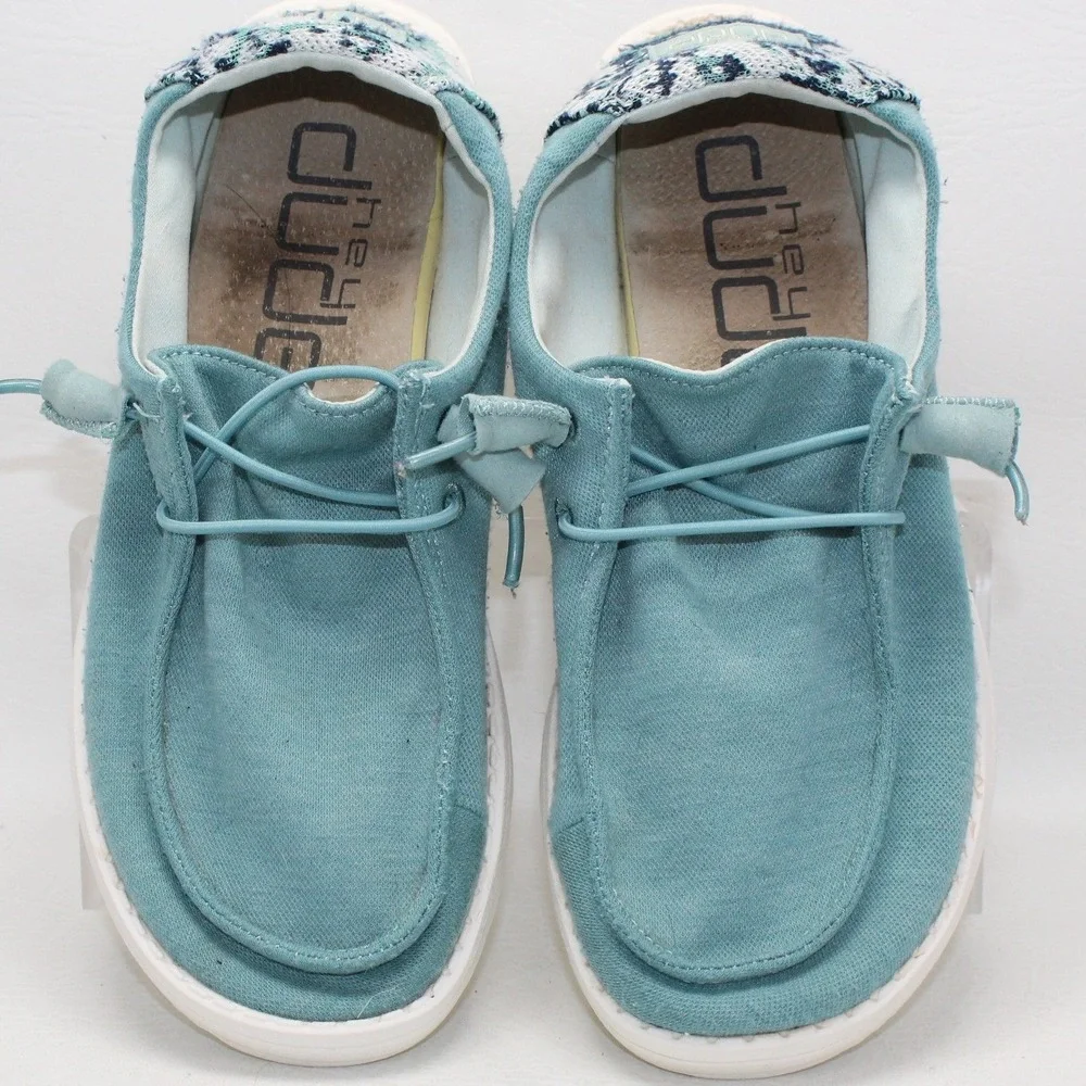 Hey Dude Wendy Stretch Fleece Sea Blue Slip On Loafers Shoes Womens‎ 6